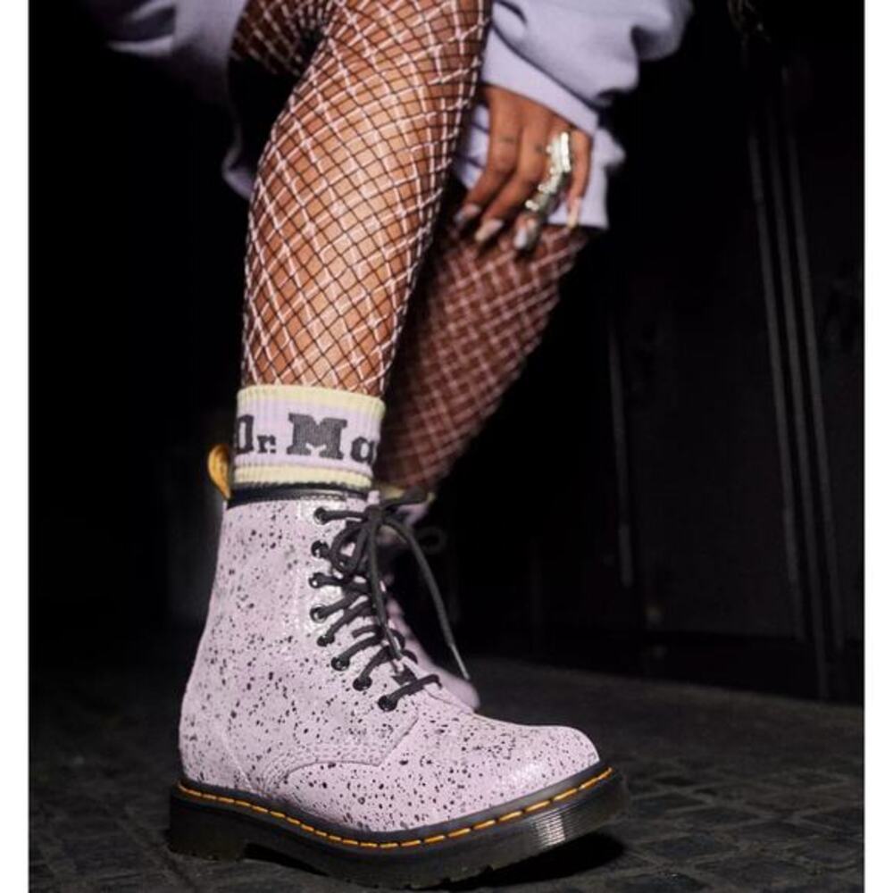 Lavender Speckle Lace-Up Combat Boot - Women